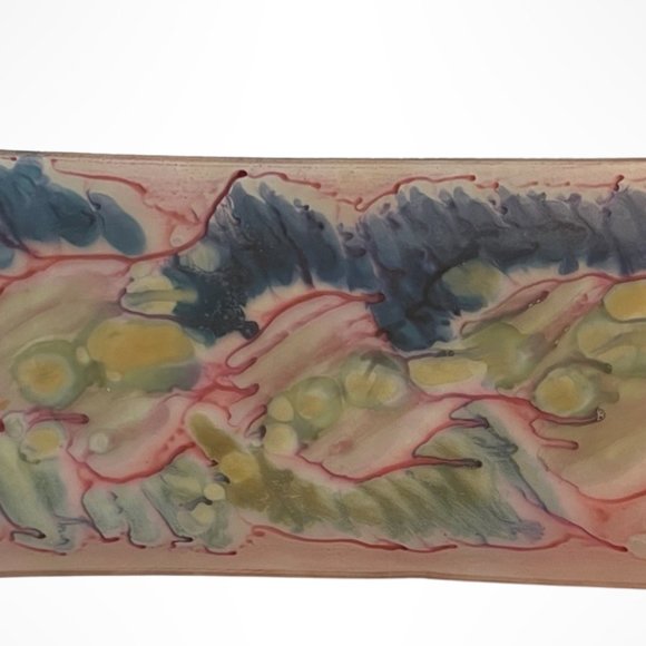 Hand Painted Drip Art Glass Jewelry Tray What Not Dish Made in Israel Vtg - Picture 6 of 7